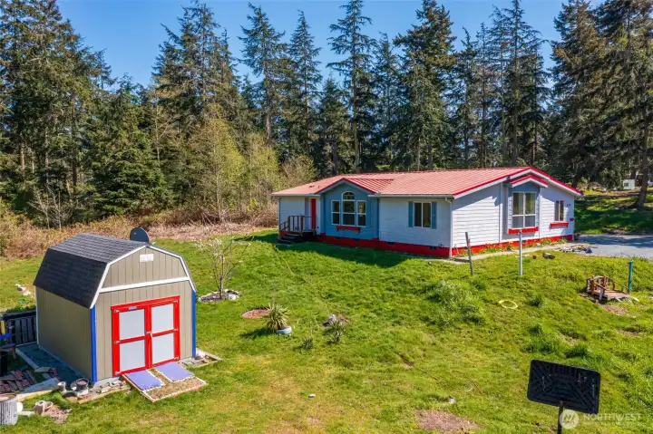 aerial photo of house and Tough Shed 2