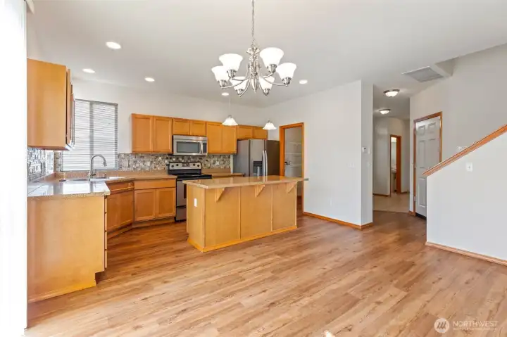 Stairway to upstairs on right side of picture