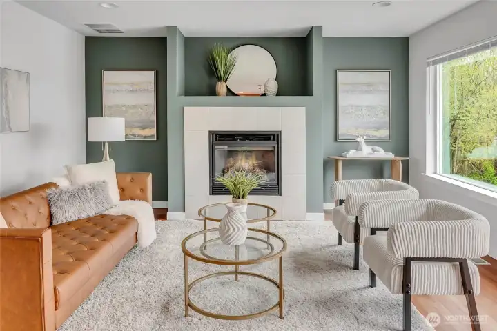 Family Room open to Kitchen with additional fireplace