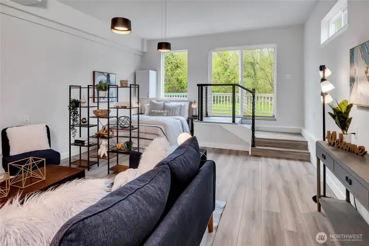 Private Entry leads to deck with greenspace