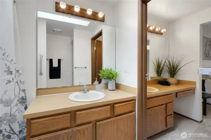 View from primary bath toward bedroom