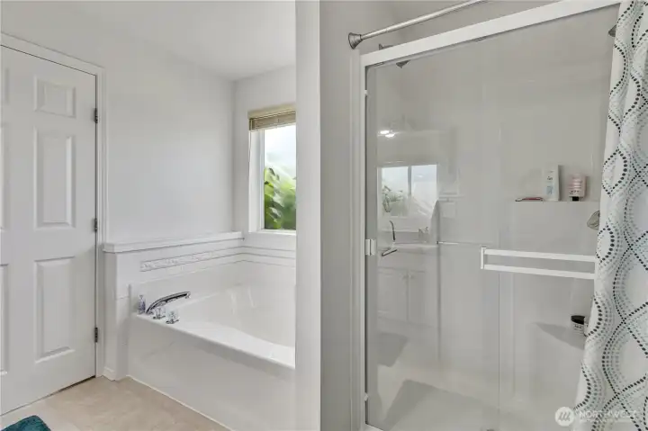 Large Primary Bathroom with soaking tub, walk in showers & double vanity! Large Primary Bathroom with soaking tub, walk in showers & double vanity!