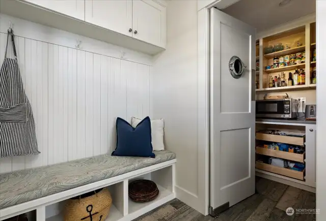 The walk in kitchen pantry holds everything you’ll need