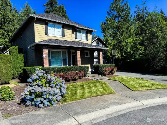 Home sits in cul-de-sac with tucked away detached driveway allowing for privacy of exit and entry.