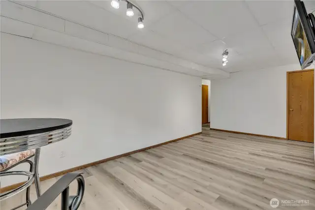 Another view of the lower level rec room with flexible options.