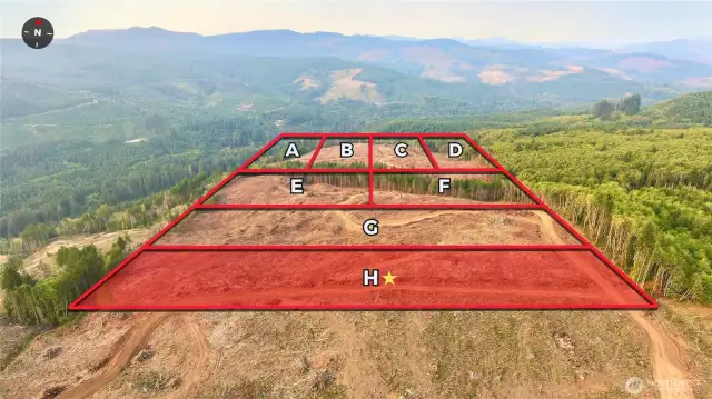Overhead view with approximate boundaries in red.