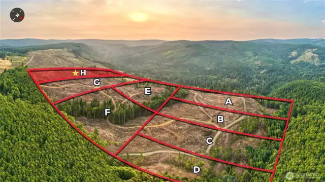 Overhead view with approximate boundaries in red.