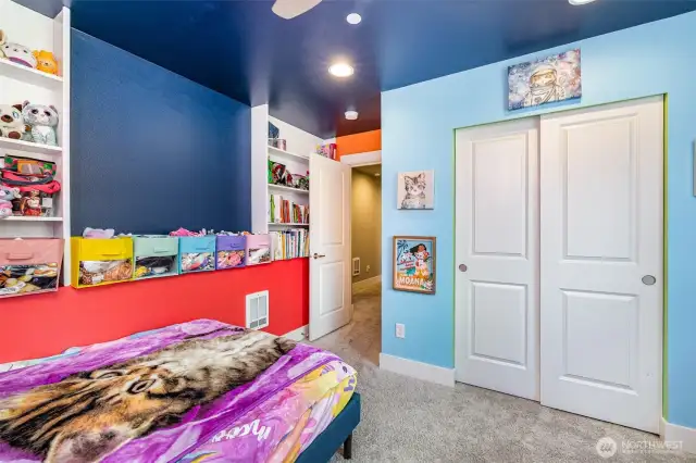 Another view of the second bedroom. Every bedroom—as well as the office/dining room and living room—includes TV-height outlets and Ethernet ports for seamless connectivity.