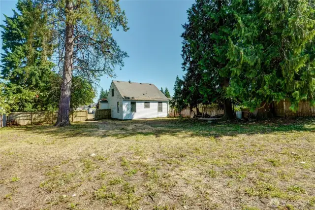 The back yard is equally flat and useable.