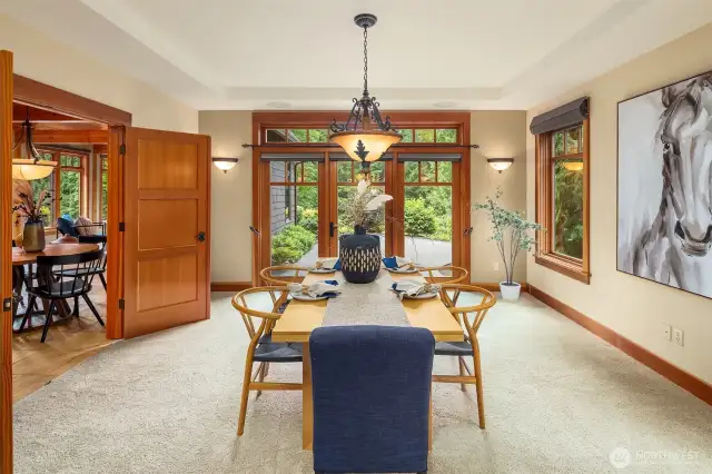 Grand formal Dining room with outdoor patio access