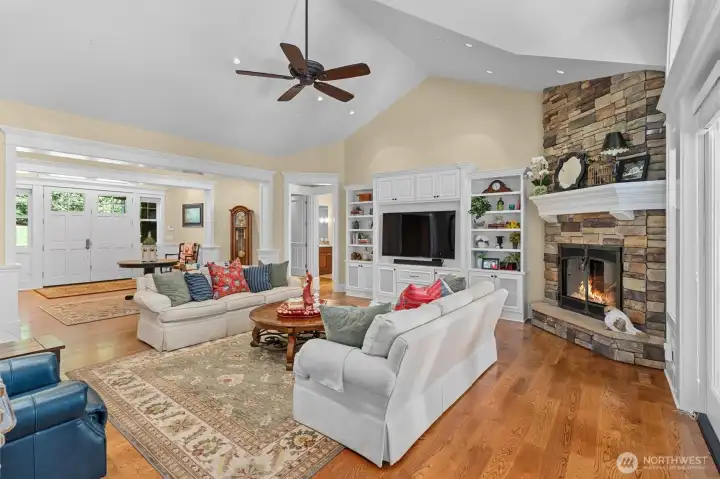 Wide plank hardwood floors run through most of the home.  Central vacuum for easy clean up.
