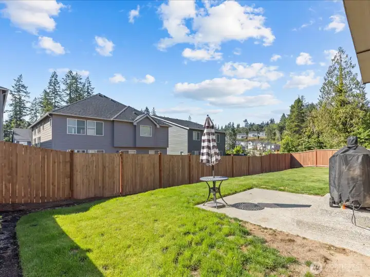 Fully fenced backyard