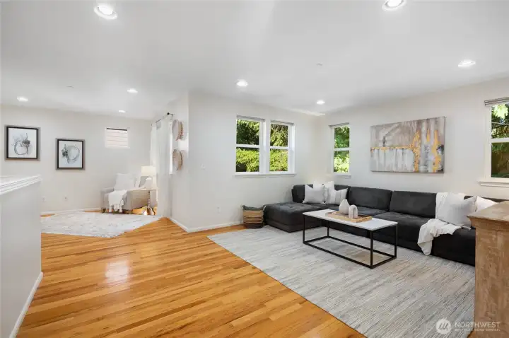 The upper level loft is a versatile layout for multiple uses and activities.