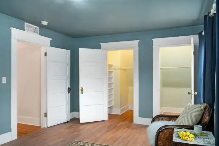 Primary suite with 2 closets - and room for dressers