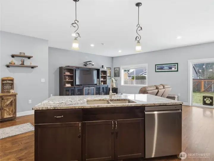 No feeling isolated when you're working in this kitchen!