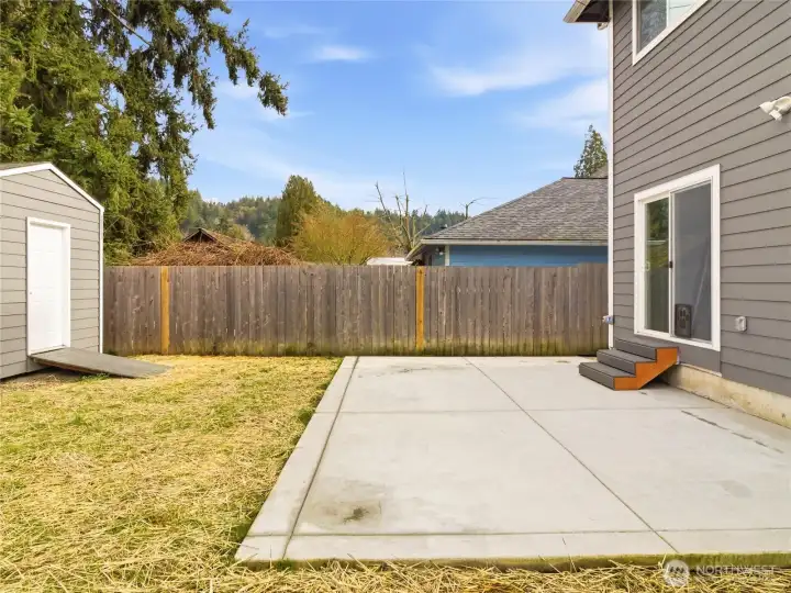 Ample outdoor living space! Room for BBQ, patio furniture and so much more!