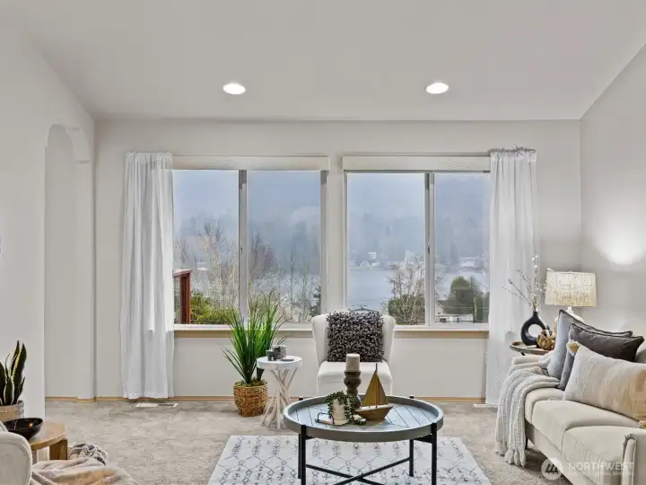 You'll sink into the couch as you stare out across the lake as the stress of the day leaves your body.