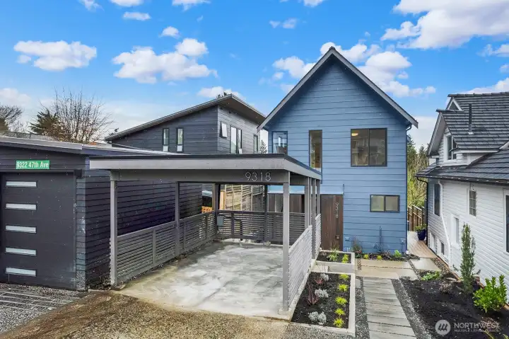 Covered carport and new landscaping