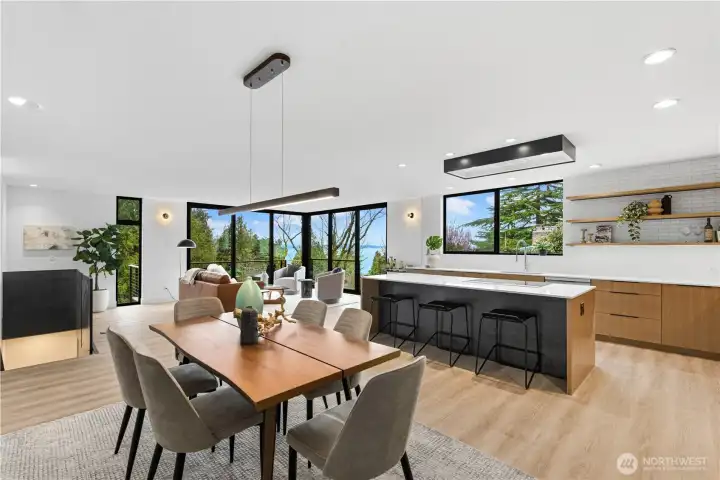 Beautiful flow from kitchen to living area