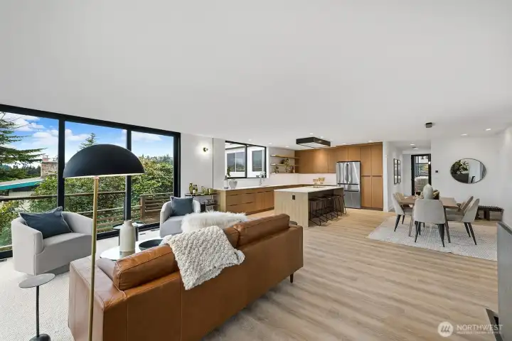 Beautiful flow from kitchen to living area