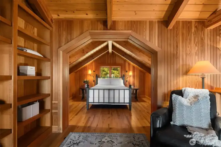 Guest bedroom with pocket doors.