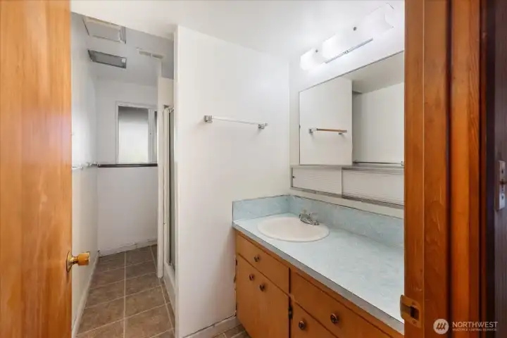 3/4 bathroom in lower level of main home