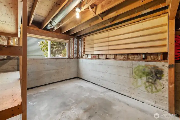 Lower level storage room in main home that could be transformed into an additional bedroom