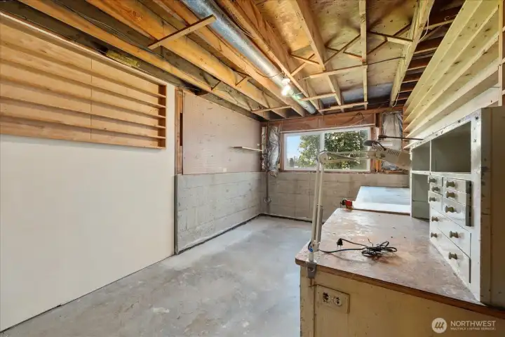 Storage/work space in main home lower level
