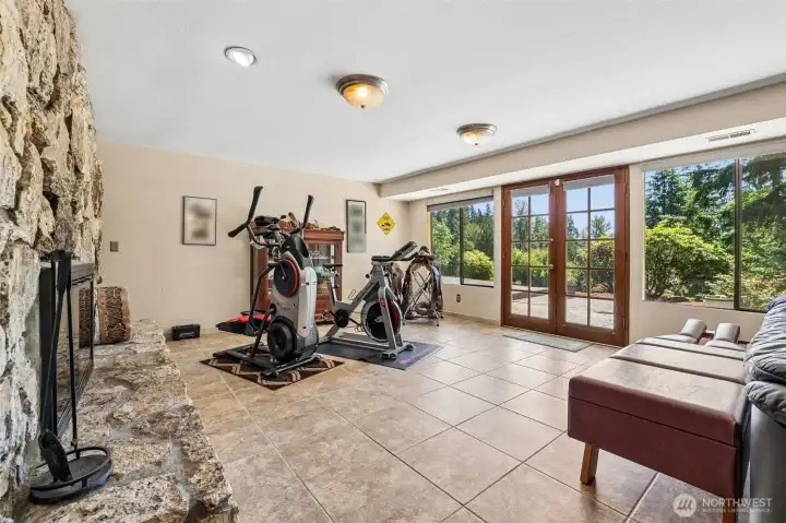 French doors lead out to large patio perfect for entertaining
