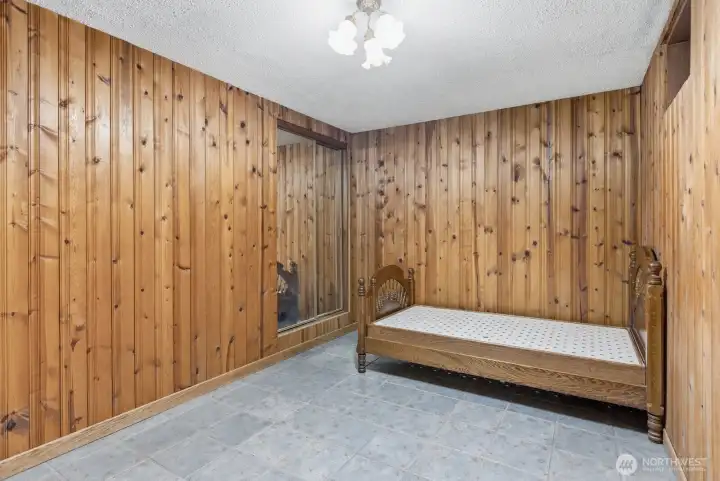 Charming tongue and groove paneling on the lower level.