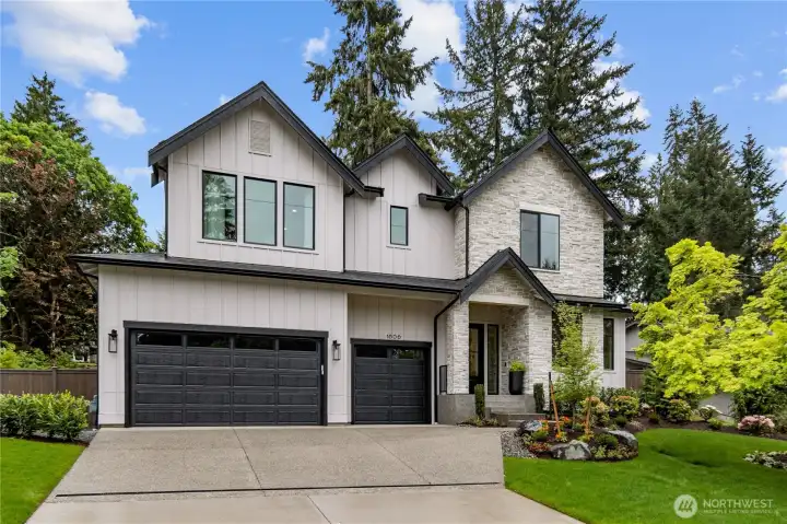 Welcoming covered entry and beautiful stone facade