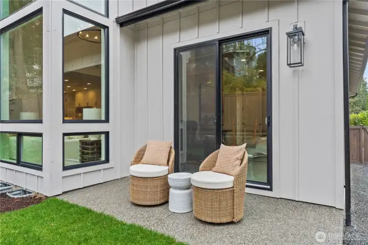 Guest room patio with access to the rear yard