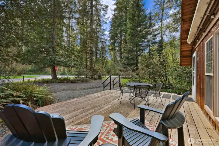 Elevated Front Porch with Handrails and Retractable Awning