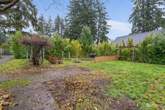 Garden area and raised garden beds