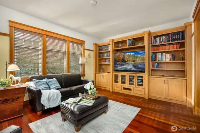 Quality craftsmanship can be seen everywhere in this home, the built in cabinetry in this room is exceptional.