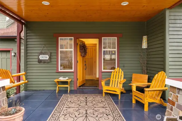 Wonderful covered porch to take advantage of warm afternoon sunshine.