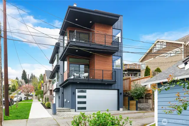 Easy alley access into the secure, two car garage.