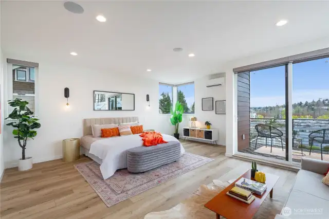 Huge Primary suite with sitting area, private view covered deck + A/C.
