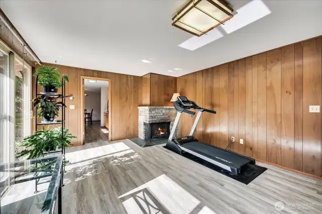 Family room with fireplace
