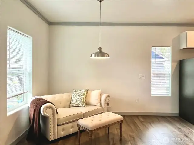 Great sized entry way. Currently being staged as a sitting area, but would also work with a large Dining Room Table.