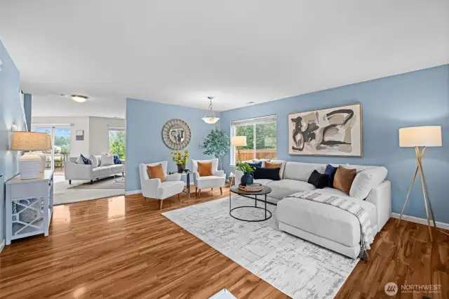 Living room with laminate hardwood floors