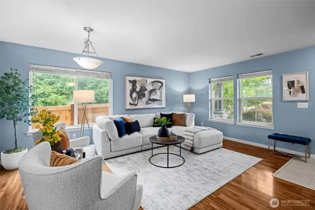 Living room with laminate hardwood floors