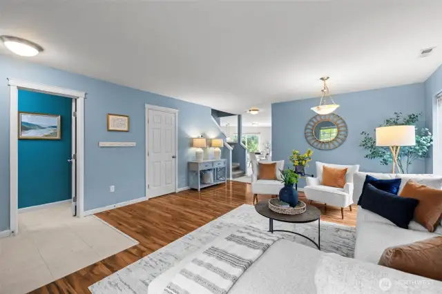 Living room with laminate hardwood floors