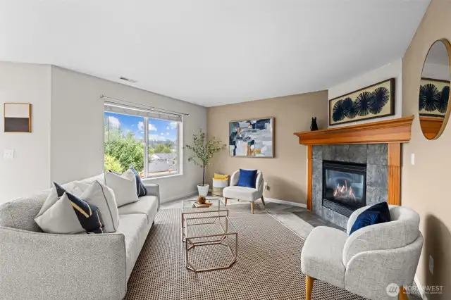 Family room with fireplace