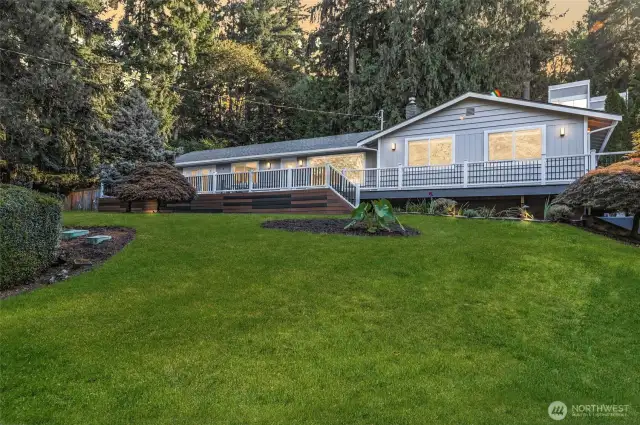 Beautiful Sammamish home with landscaped front yard and private lot setting.