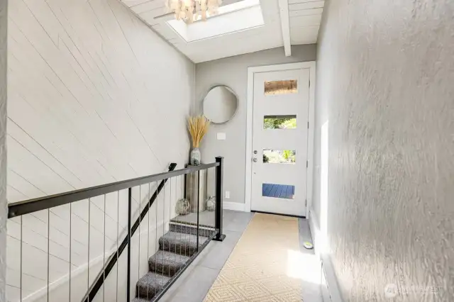 Entrance with 8 foot tall front door