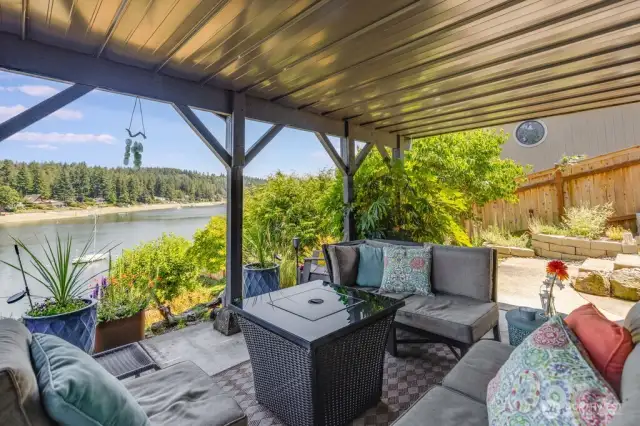 Covered and cozy patio area on the lower level