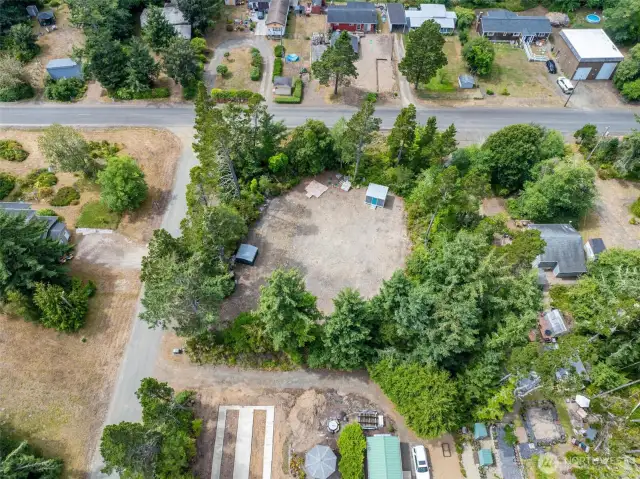 Overhead shot of property from East