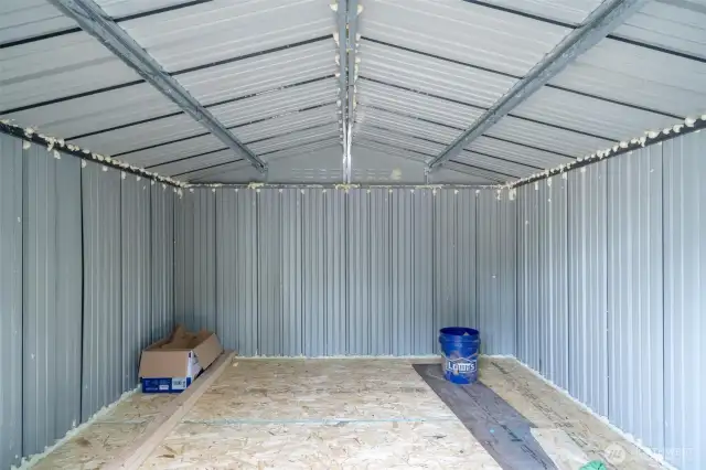 Interior of 10 x 10 metal shed