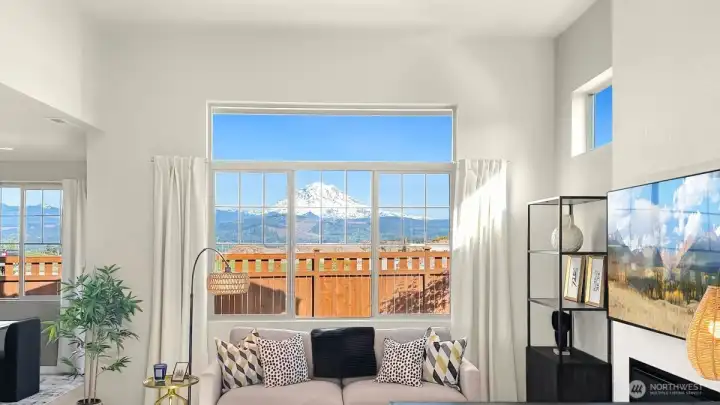 Mt Ranier view from Model. Same view on actual lot.